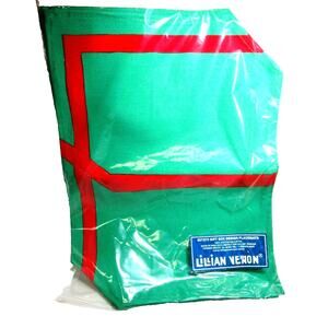 Lillian Vernon Placemats Green and Red Fabric 13x18 Inches Rectangle Set of 4